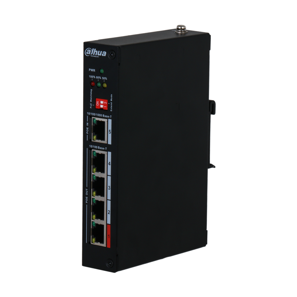 DAHUA PFT1500 5-Port PoE Extender with 4-Port PoE Out and 1-Port PoE In