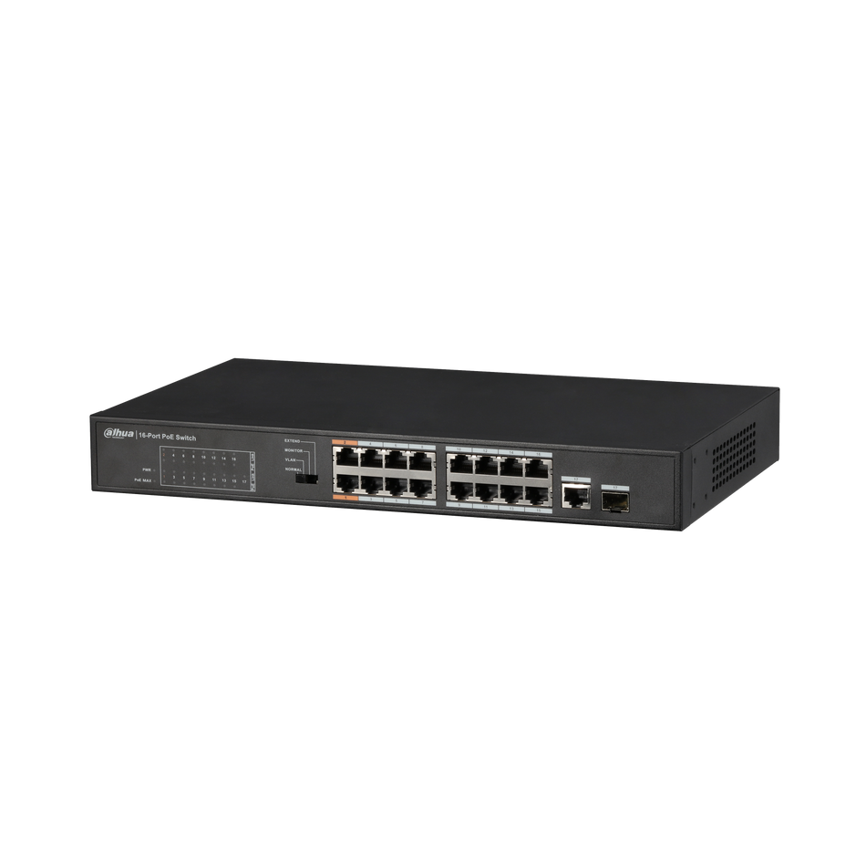 DAHUA PFS3117-16ET-135  16-Port FE PoE+ 1-Port Gigabit Combo PoE Switch