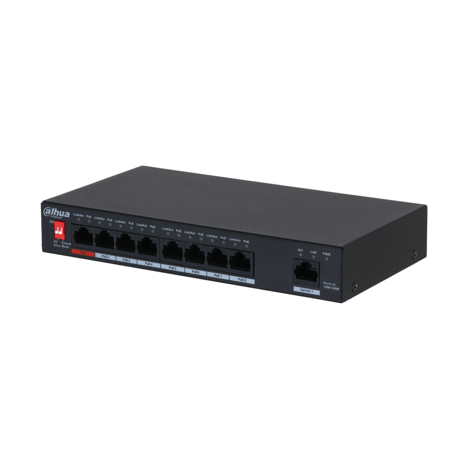 DAHUA PFS3009-8ET-96  9-Port Unmanaged Desktop Switch with 8 Port PoE