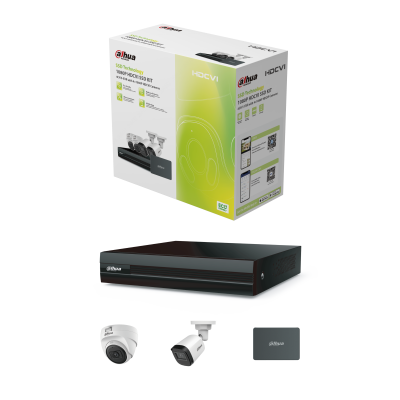 DAHUA KIT/XVR1B04-I-SSD(512G)/2-B1A21N-U-0360B/2-T1A21N-U-0360B 1080P HDCVI SSD KIT: 4CH S-XVR with 4x1080P HDCVI Cameras