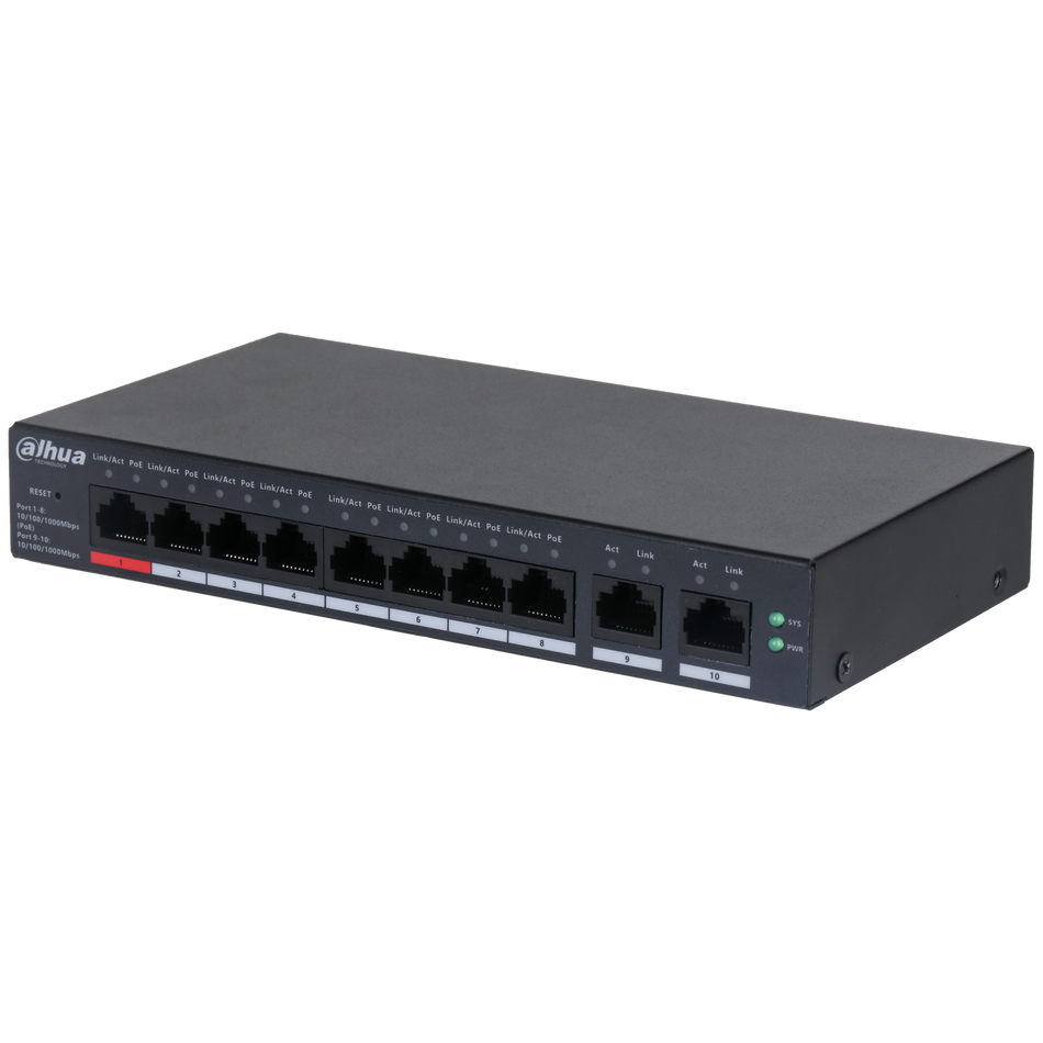 DAHUA CS4010-8GT-110 10-Port Cloud Managed Desktop Gigabit Switch with 8-Port PoE