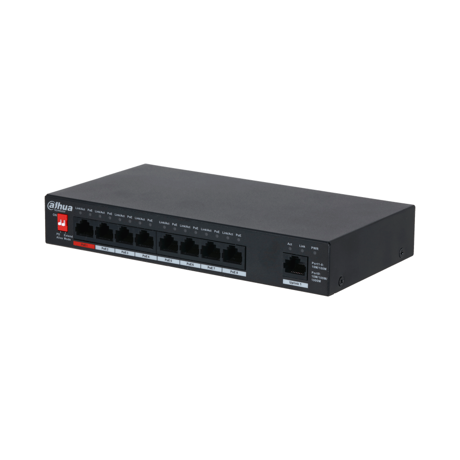 DAHUA PFS3009-8ET1GT-96  9-Port Unmanaged Desktop Switch with 8-Port PoE