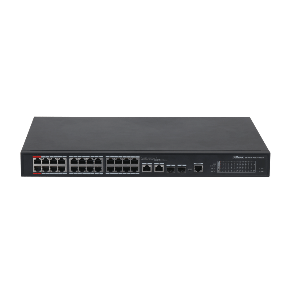 DAHUA PFS4226-24ET-360  24-port 100 Mbps + 2-port Gigabit Managed PoE Switch